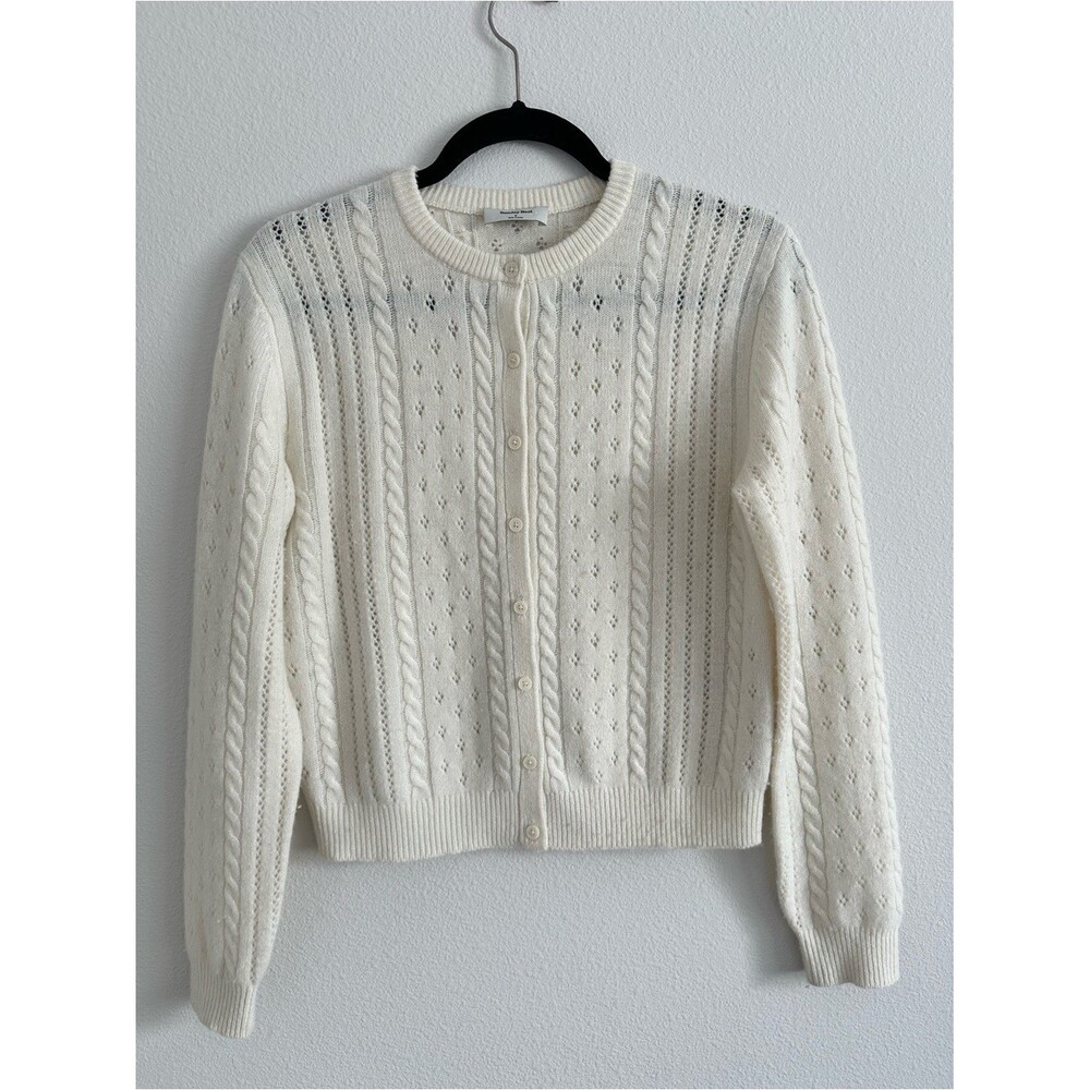 Aritzia Sunday Best Sweet Spot Wool Cardigan Light Birch Size S Cottagecore - Picture 2 of 9